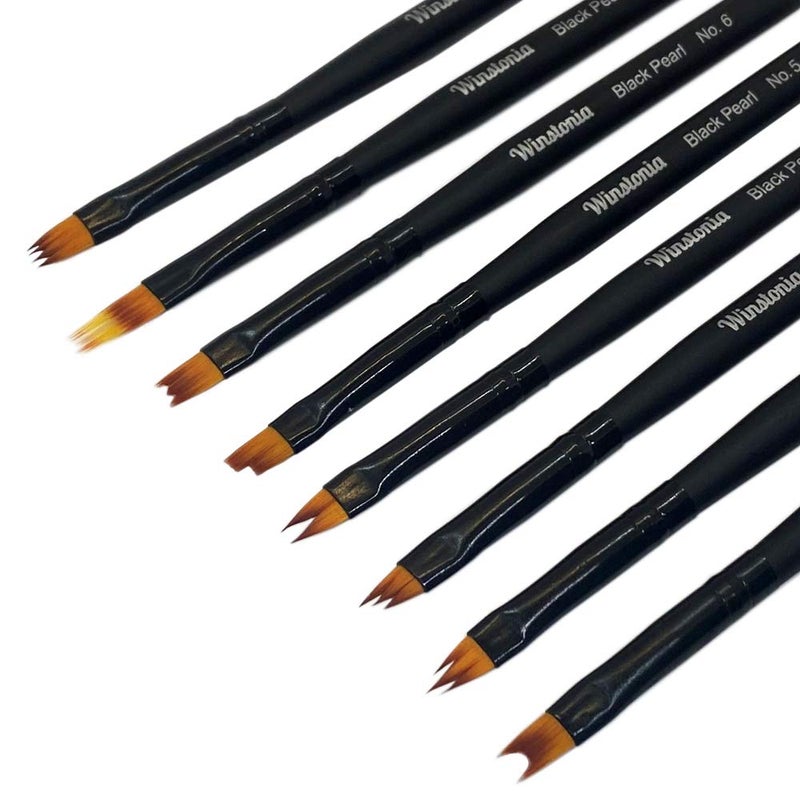 Winstonia 8 Pcs Nail Brush Set for Flowers, Gradient, Ombre Art Pattern Manicure Designs - Professional Gel, Acrylic and Polish Nail Art Brushes Kit â€“ BLACK PEARL - Image 4